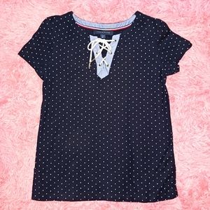 TOMMY HILFIGER Polka Dot Navy Top size S/M